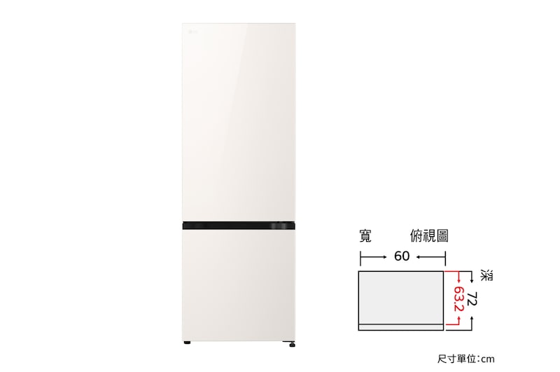 332公升智慧變頻雙門冰箱｜雪霧白, GN-BF330BE 正視圖