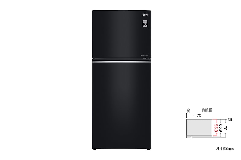 Front view of 鏡面直驅變頻雙門冰箱 曜石黑 / 393L GN-BL430GB