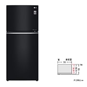 鏡面直驅變頻雙門冰箱 曜石黑 / 393L GN-BL430GB 正視圖