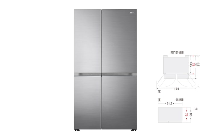 785公升智慧變頻對開冰箱|星辰銀, GR-B734SV 正視圖