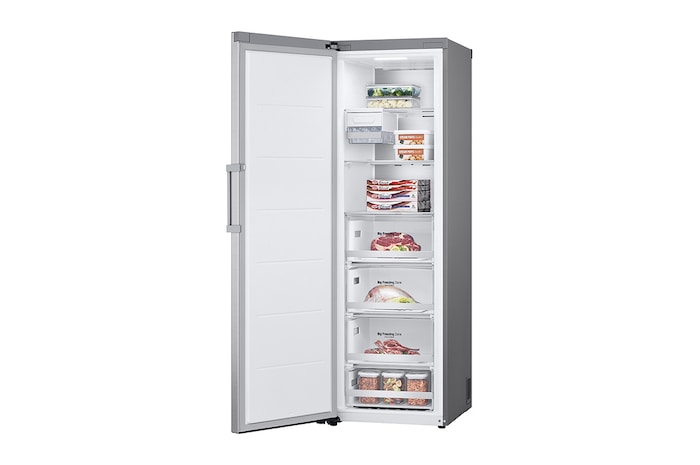 LG 324公升智慧變頻單門冰箱|直立式冷凍櫃|精緻銀 , GR-FL40MS
