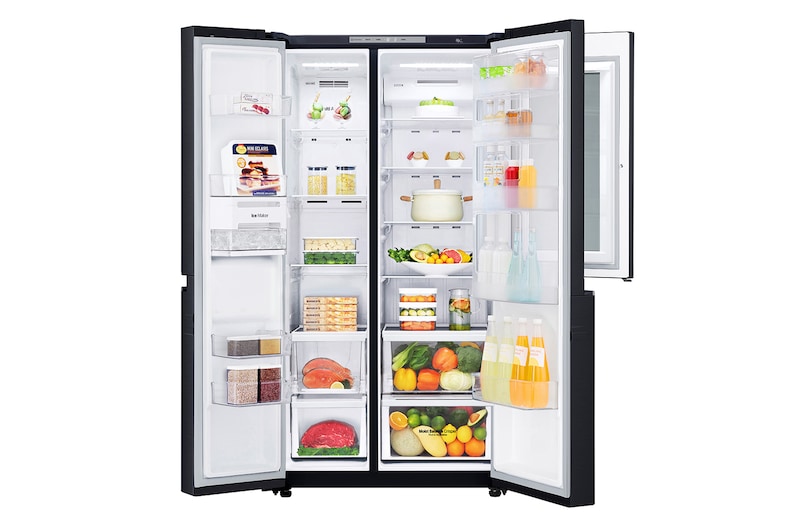 LG InstaView™ 敲敲看門中門冰箱 夜墨黑 / 630公升 (冷藏406/冷凍224), GR-QL66MB