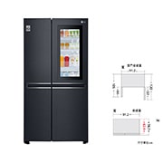 InstaView™ 敲敲看門中門冰箱 夜墨黑 / 630公升 (冷藏406/冷凍224) GR-QL66MB 正視圖