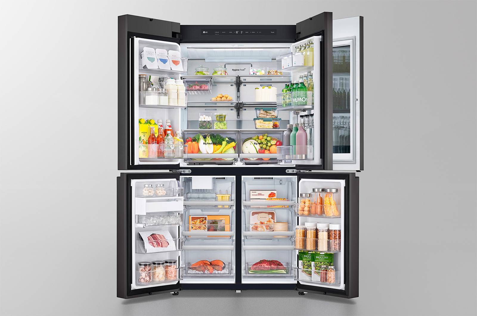 LG 860公升 Objet Collection  InstaView™ 敲敲看冰球四門冰箱｜綠&銀, GR-QLF87GSP