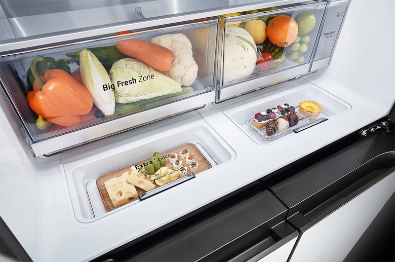 LG 860公升 Objet Collection  InstaView™ 敲敲看冰球四門冰箱｜綠&銀, GR-QLF87GSP
