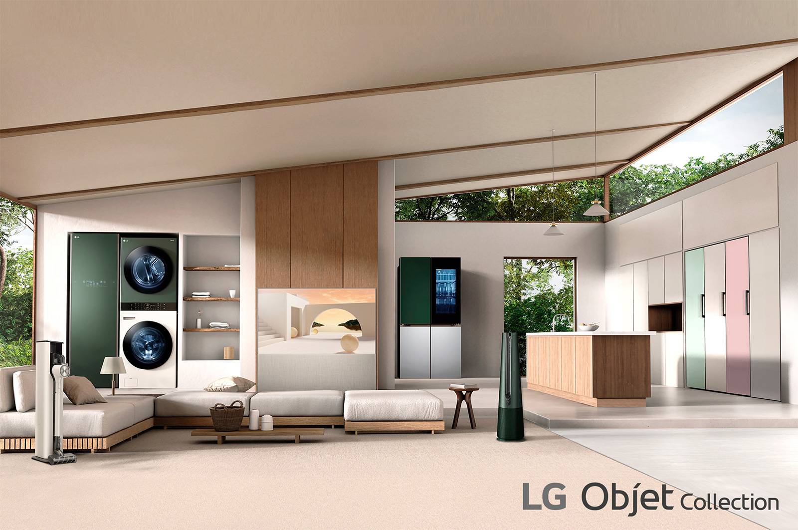 LG 860公升 Objet Collection  InstaView™ 敲敲看冰球四門冰箱｜綠&銀, GR-QLF87GSP