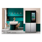 LG 860公升 Objet Collection  InstaView™ 敲敲看冰球四門冰箱｜綠&銀, GR-QLF87GSP
