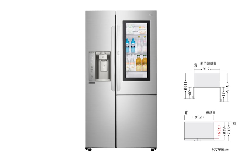 LG InstaView™敲敲看門中門冰箱 星辰銀/ 761公升(冷藏481/冷凍280), GR-QPL88SV
