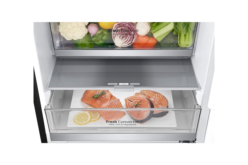 LG WiFi直驅變頻上下門冰箱 夜墨黑 / 343L, GW-BF389MB