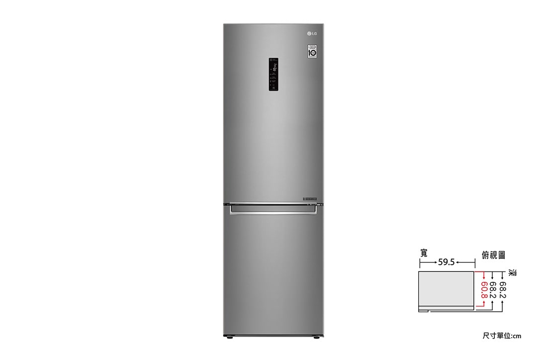 LG 343公升智慧變頻雙門冰箱｜晶鑽格紋銀, GW-BF389SA