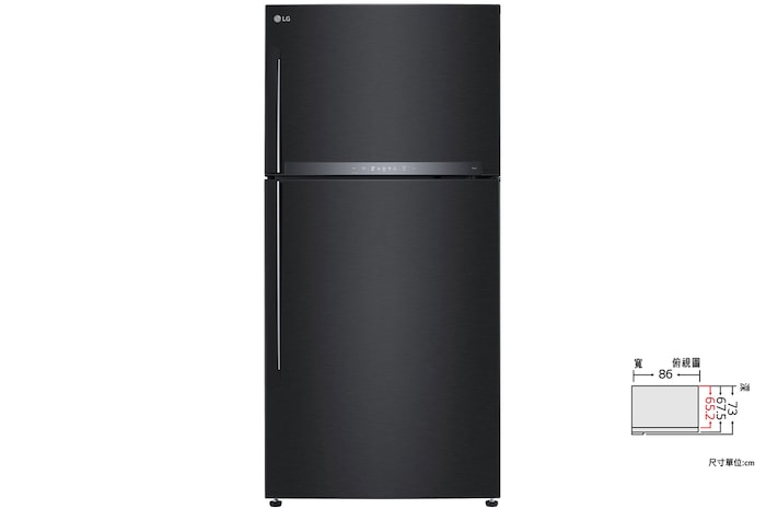 608公升智慧變頻雙門冰箱｜夜墨黑, GR-HL600MBN 正視圖