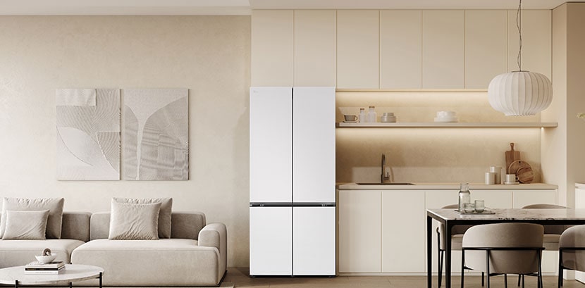 LG 變頻四門冰箱,完美融入最為時尚的廚房空間。