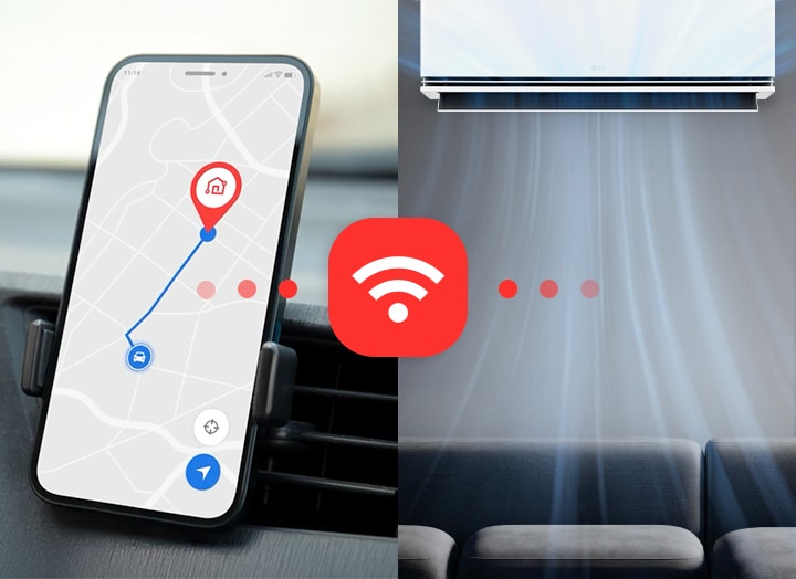當你外出返回，靠近房子時，空調就會開啟。
