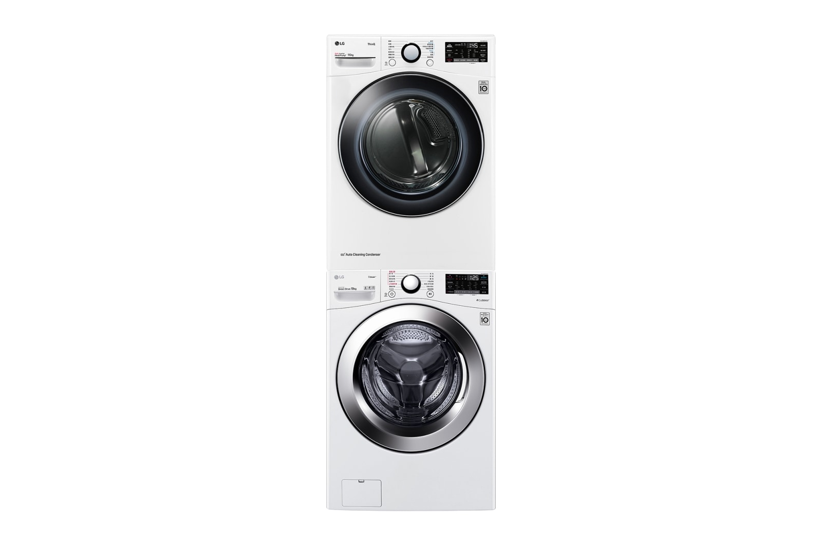 LG 16kg 免曬衣乾衣機堆疊滾筒洗衣機_堆疊固定架 (冰磁白), 16DKW