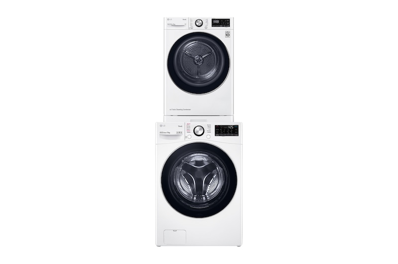 LG 10kg 免曬衣乾衣機堆疊滾筒洗衣機_多功能層架 (冰瓷白), DKW