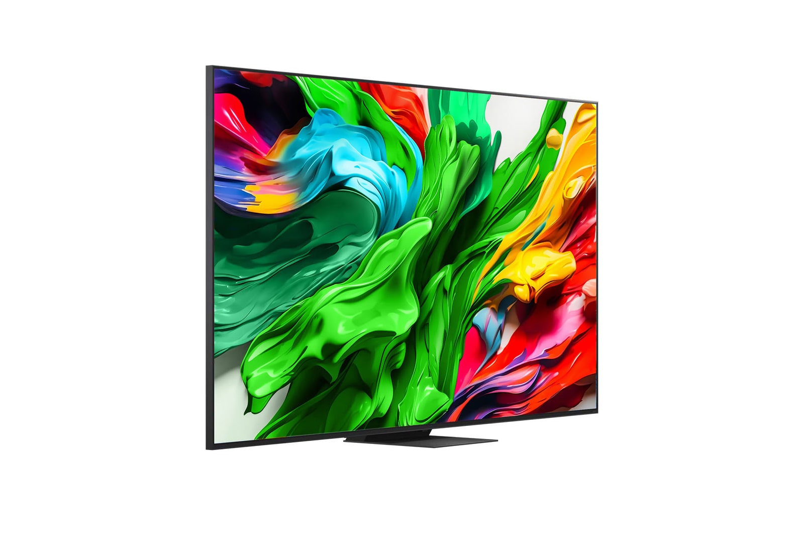LG QNED evo QNED86 電視微角度面向右側的側視圖