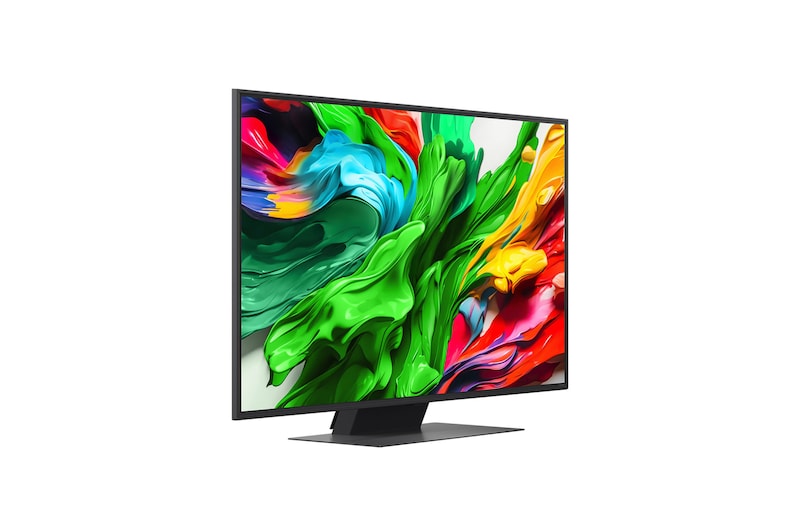 LG QNED evo QNED86 電視微角度面向右側的側視圖