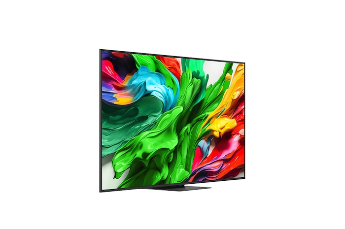 LG QNED evo QNED86 電視微角度面向右側的側視圖