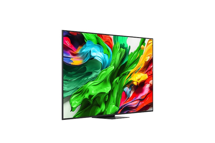 LG QNED evo QNED86 電視微角度面向右側的側視圖