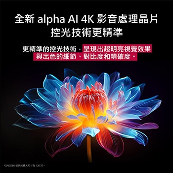 色彩繽紛且色調豐富的 3D 全像花朵放置在深色背景中。花朵的清晰度和細節展示出 QNED MiniLED 能夠呈現具有出眾色彩、亮度和對比度的視覺效果。標題說明 MiniLED 如何增強清晰度並呈現卓越對比度。