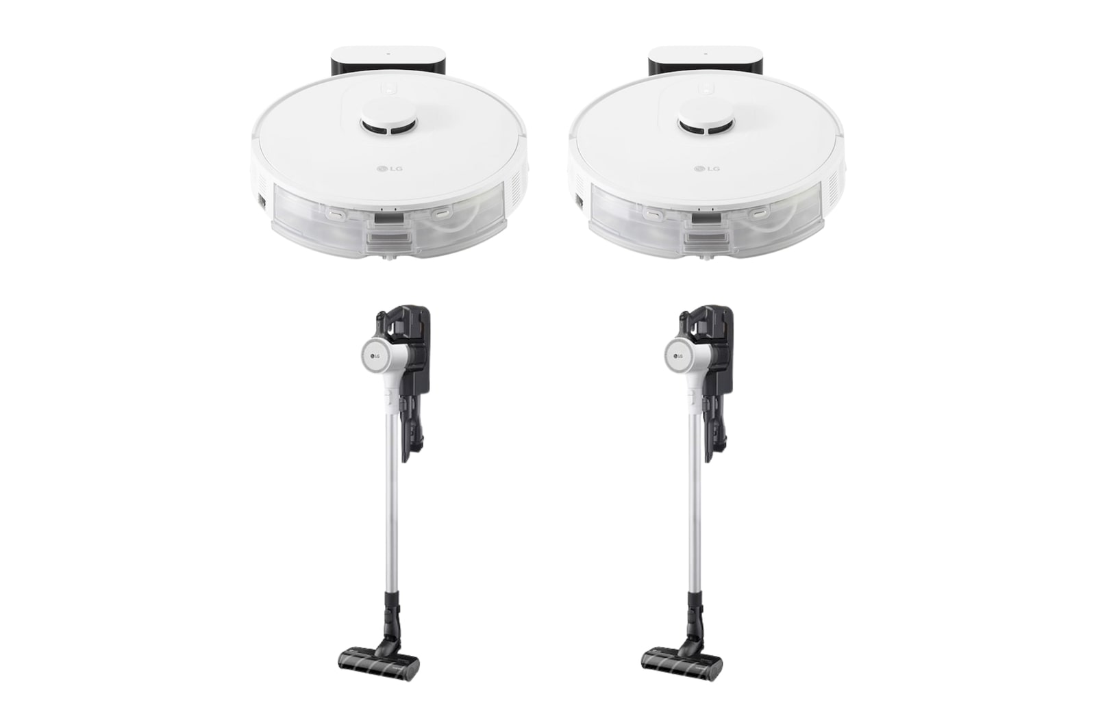 Front view of 【尾牙採購組合】CordZero™ R5 濕拖掃地機器人(雲朵白) 2入 + CordZero™ A9 K+ 無線吸塵器(雪花銀) 2入 R5-PROPLUS1.R5-PA9KA9001