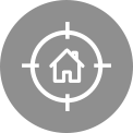 Three icons at the top indicate a carousel of images. The first, labelled HomeView, is red. There are two images: the left image shows a woman looking down at her phone. The second image is a view of the phone screen that shows a sleeping puppy. An icon at the center between the two images has a circle and a house.