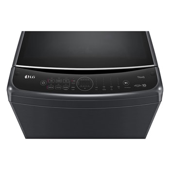 LG top load washing machine with LG AI logo and emblem