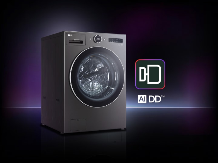 LG 洗乾衣機堆疊搭配 LG AI DD 標誌