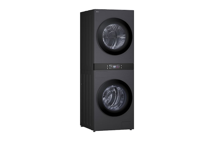 LG WashTower WD-S1818EB 6.8 吋 LCD 中央控制螢幕特寫。