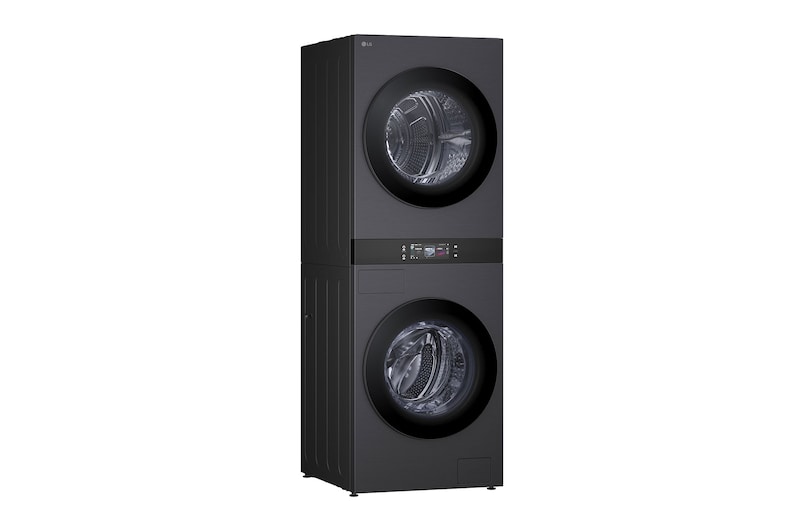 LG WashTower WD-S1818EB 6.8 吋 LCD 中央控制螢幕特寫。