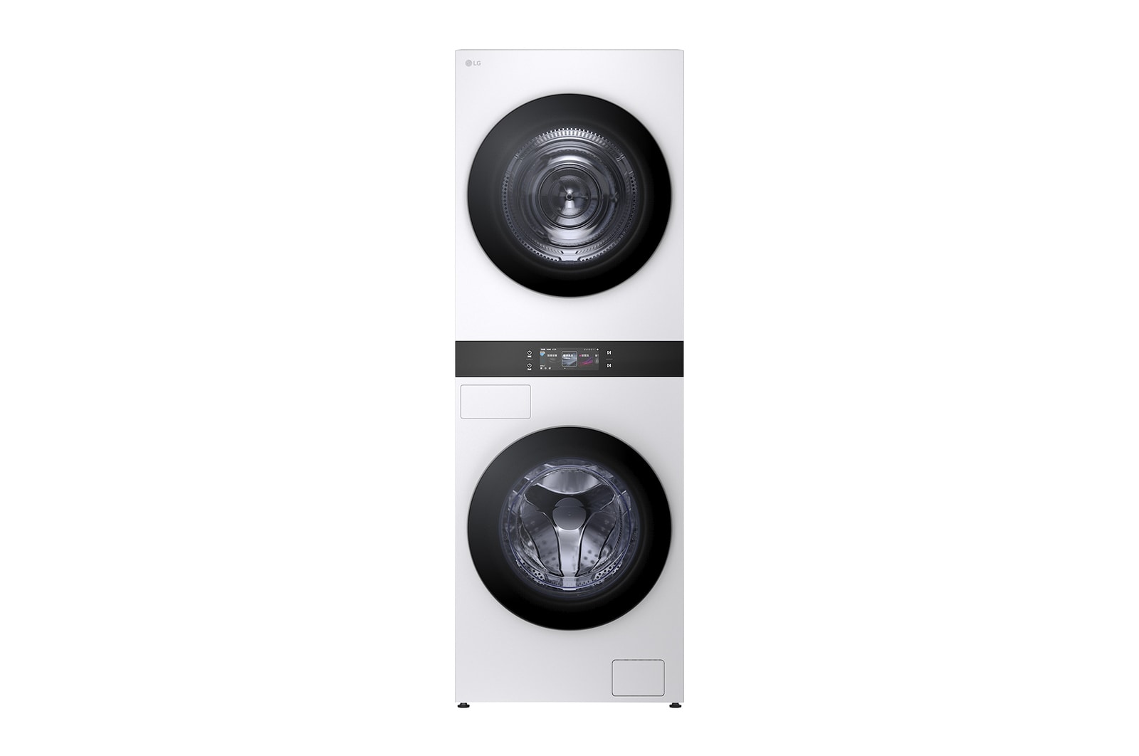 Front view of 洗18公斤+乾18公斤 WashTower™ AI 智控洗乾衣機第二代｜熱泵除濕｜雲霧白 WD-S1818EW