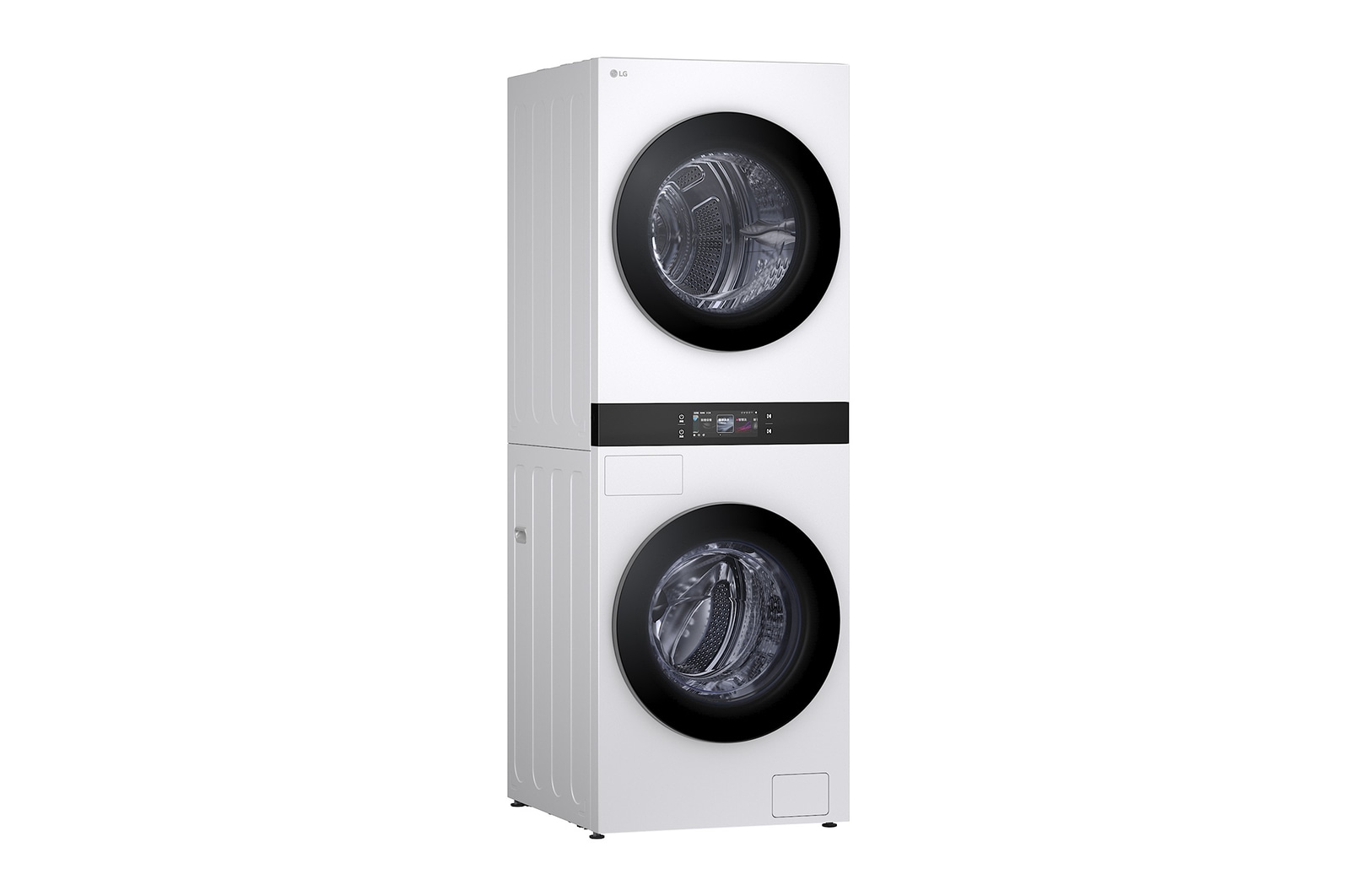 LG WashTower WD-S1818EW 6.8 吋 LCD 中央控制螢幕特寫。