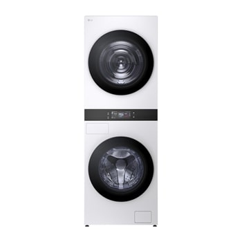 Front view of 洗18公斤+乾18公斤 WashTower™ AI 智控洗乾衣機第二代｜熱泵除濕｜雲霧白 WD-S1818EW