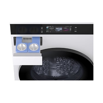 LG WashTower WD-S1818EW 自動洗滌劑容器拉出時的側面視圖。
