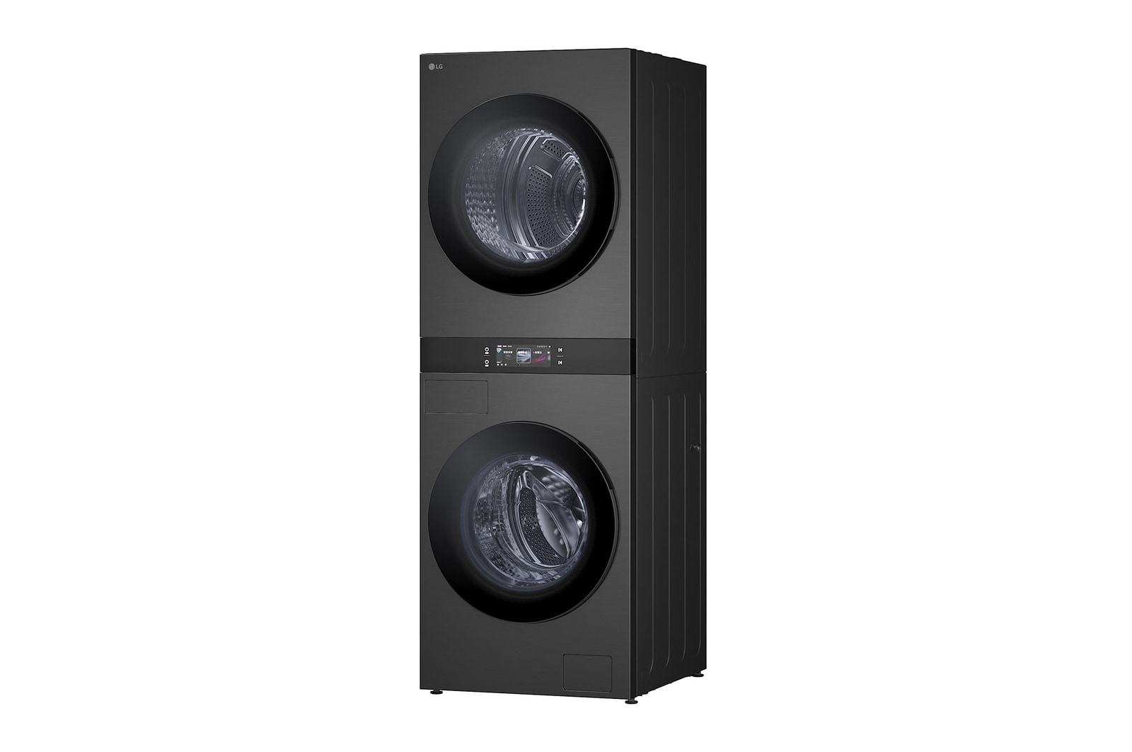 精巧洗衣空間中的 LG WashTower W0W5DBPKZHD，突顯節省空間的設計和大容量洗衣能力。