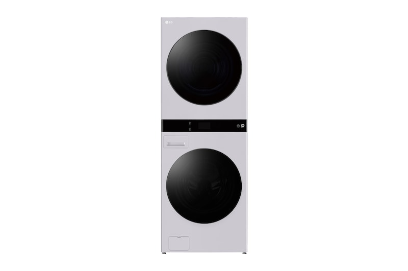 洗 19/乾 17 公斤 LG WashTower™ 珍珠灰 - 一體式機身，Center Control™，AI DD™ WD-S2220B.ABLBTST的前視圖