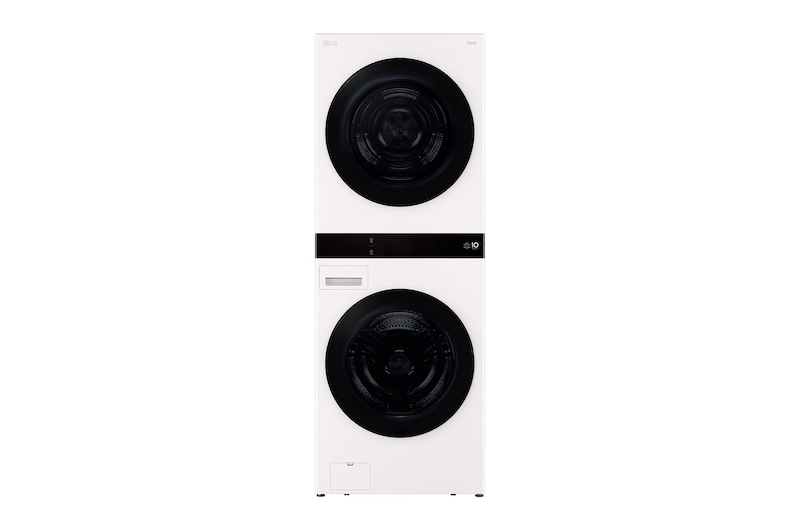 洗 19/乾 17 公斤 LG WashTower™ 黑色鋼 - 一體式機身，Center Control™，AI DD™ WD-S2220B.ABLBTST的前視圖
