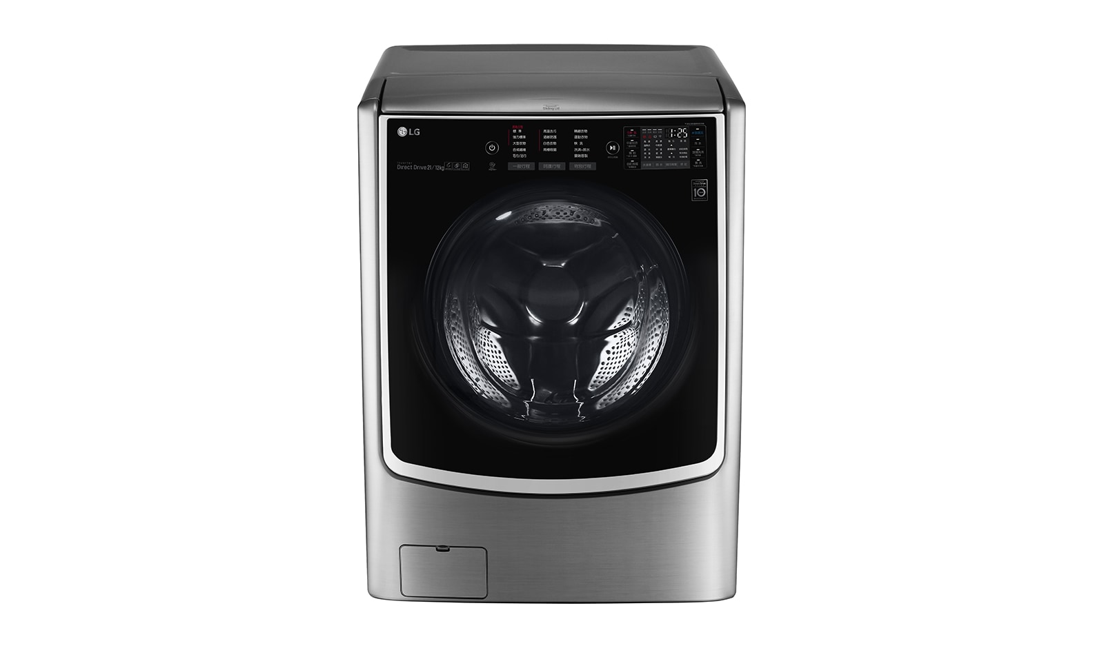 LG 蒸氣滾筒洗衣機 (蒸洗脫烘)&#xff5c;洗衣21公斤&#43;烘衣12公斤 F2721HTTV 正視圖