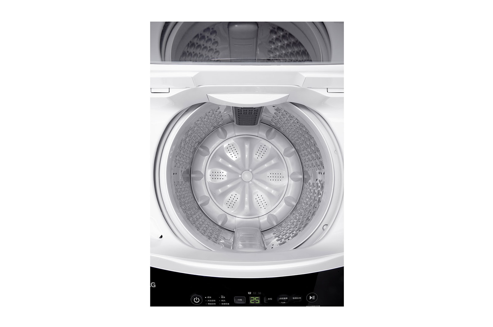 洗衣機打開的頂視圖