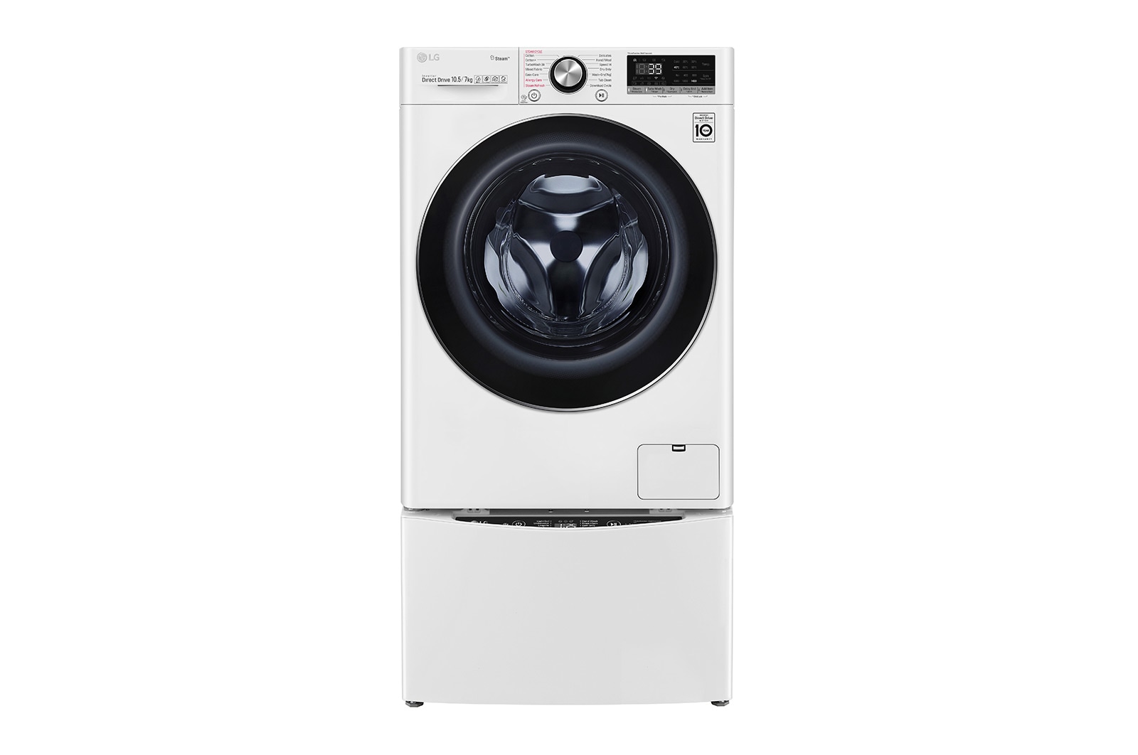 WiFi TWINWash 雙能洗 (蒸洗脫烘) 冰磁白 / 10.5公斤&#43;2公斤洗衣容量 TW105DPT.200HW 正視圖