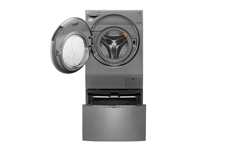 LG TWINWash™ 雙能洗 (蒸洗脫烘)&#xff5c;12公斤&#43;2公斤洗衣容量 (星辰銀) TW12VPT.200HV 正視圖