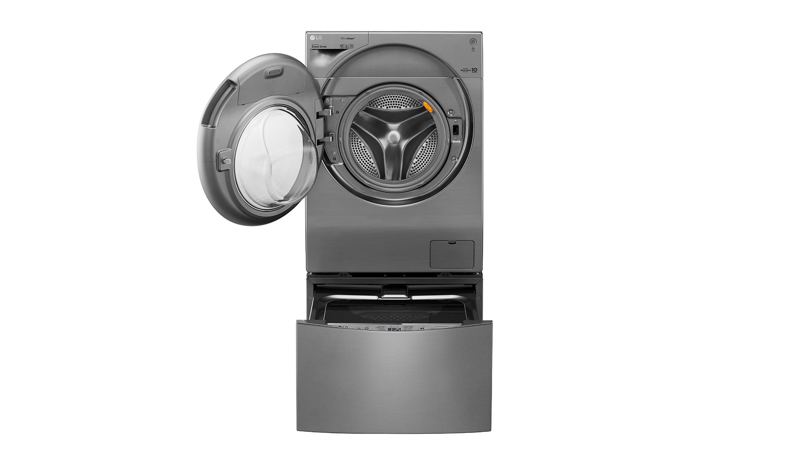 LG TWINWash™ 雙能洗 (蒸洗脫烘)&#xff5c;12公斤&#43;2公斤洗衣容量 (星辰銀) TW12VPT.200HV 正視圖