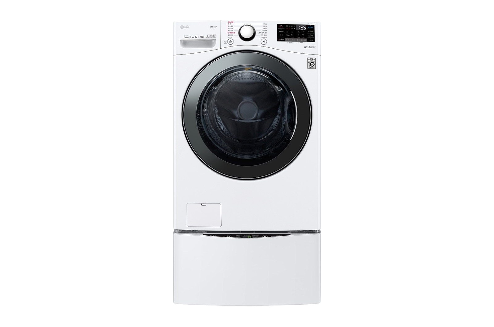 LG TWINWash™ 雙能洗 (蒸洗脫烘)&#xff5c;17公斤&#43;2.5公斤洗衣容量 TW17DPT.250HW 正視圖
