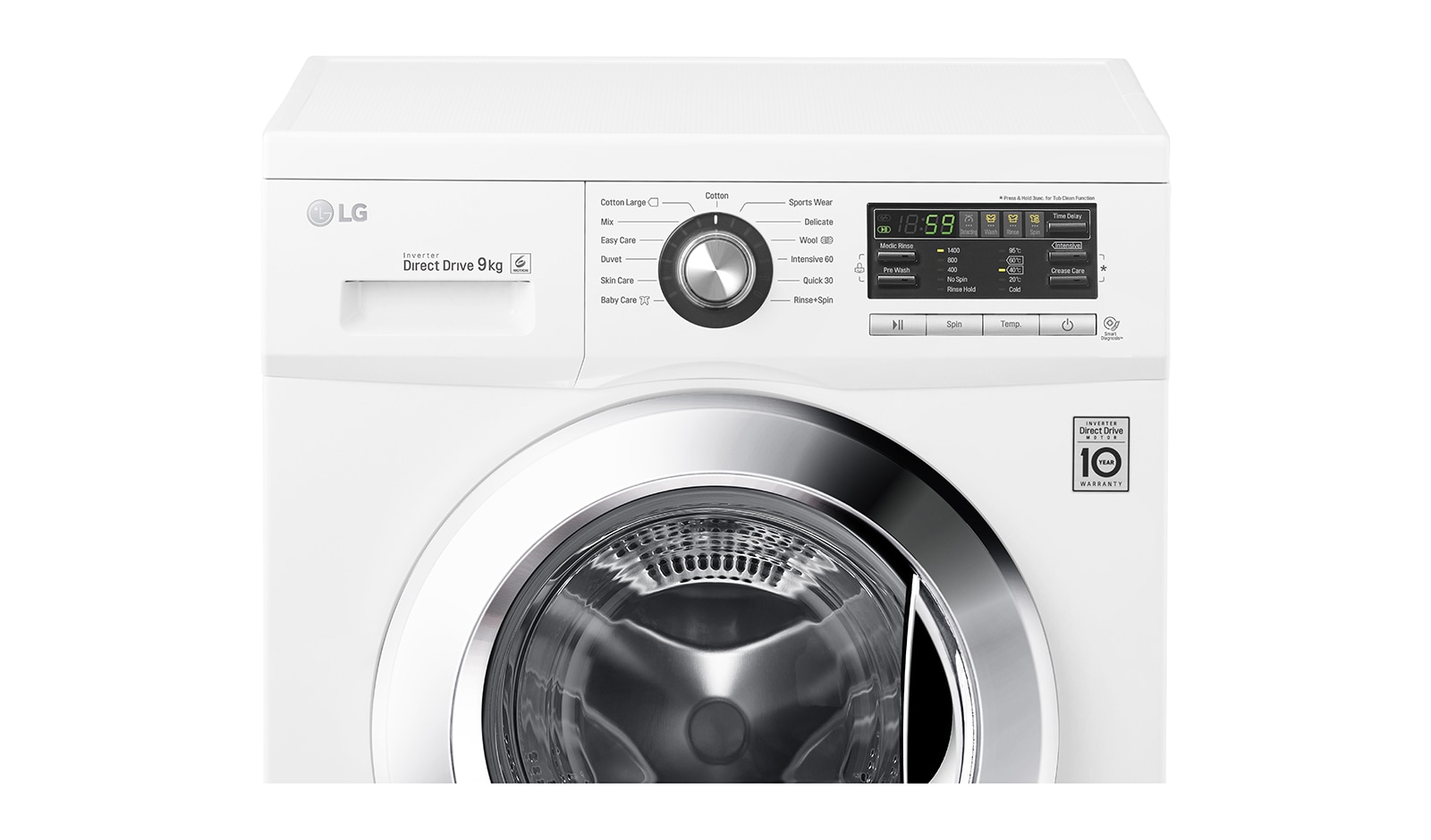 LG DD直驅變頻滾筒洗衣機 白 / 9公斤洗衣容量, WD-90MGA