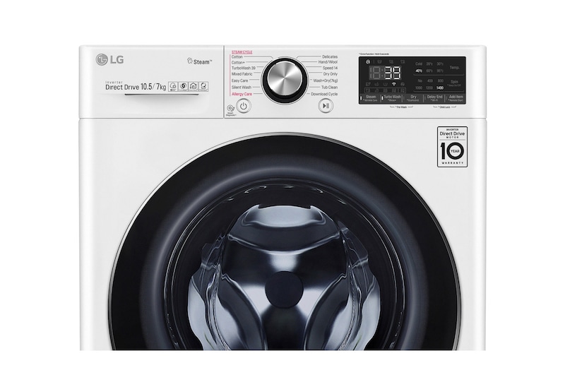 LG 蒸氣滾筒洗衣機 / 冰磁白 / 蒸洗脫10.5公斤 烘7公斤, WD-S105VDW