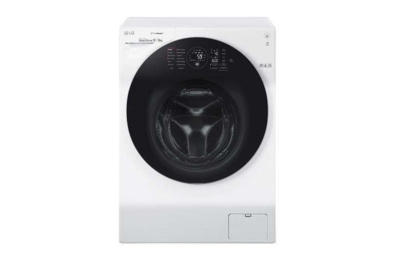 WiFi極窄美型滾筒洗衣機(蒸洗脫烘) 冰磁白 / 12公斤 WD-S12GW 正視圖