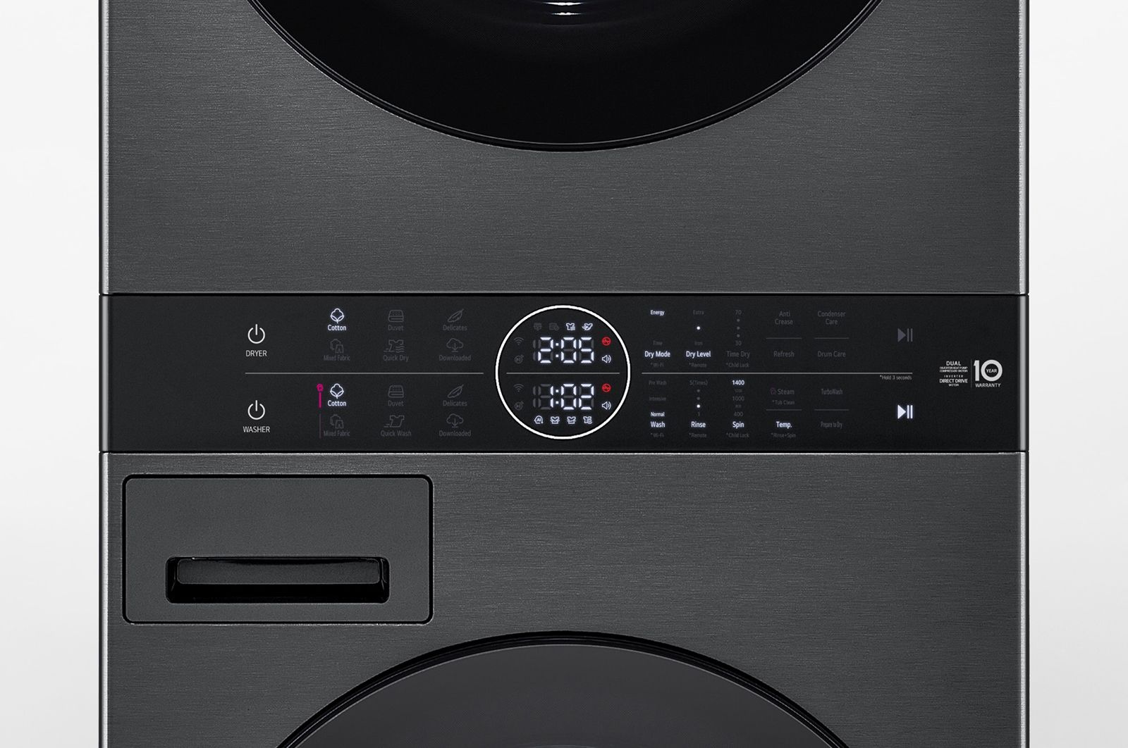 LG 洗13公斤+乾10公斤 WashTower AI 智控洗乾衣機｜極光黑, WD-S1310B