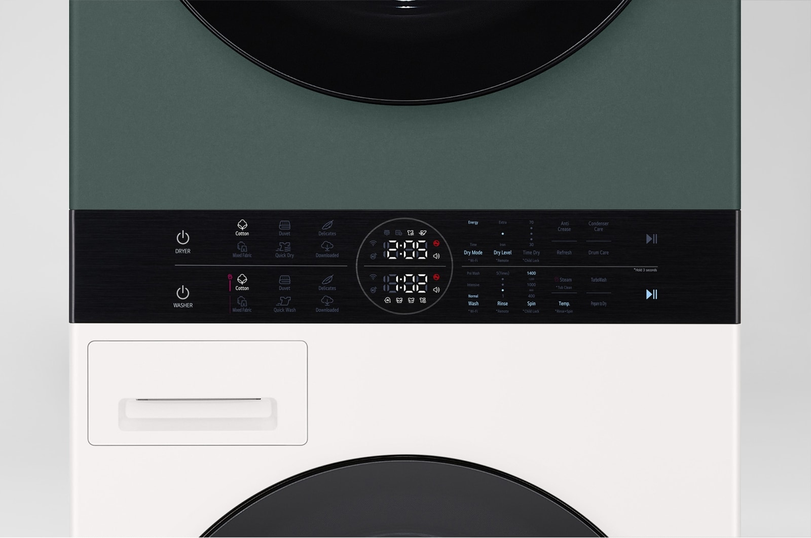 LG 洗13公斤+乾10公斤 Objet Collection WashTower™ AI 智控洗乾衣機｜自然綠+雪霧白, WD-S1310GB