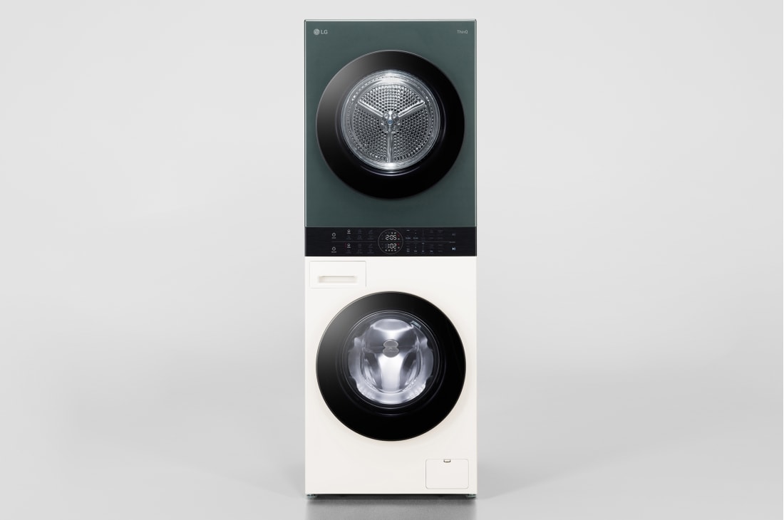 LG 洗13公斤+乾10公斤 Objet Collection WashTower™ AI 智控洗乾衣機｜熱泵除濕｜自然綠+雪霧白, WD-S1310GB