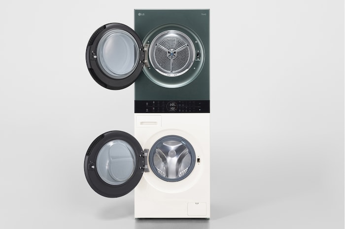 LG 洗13公斤+乾10公斤 Objet Collection WashTower™ AI 智控洗乾衣機｜熱泵除濕｜石墨綠+雪霧白, WD-S1310GB